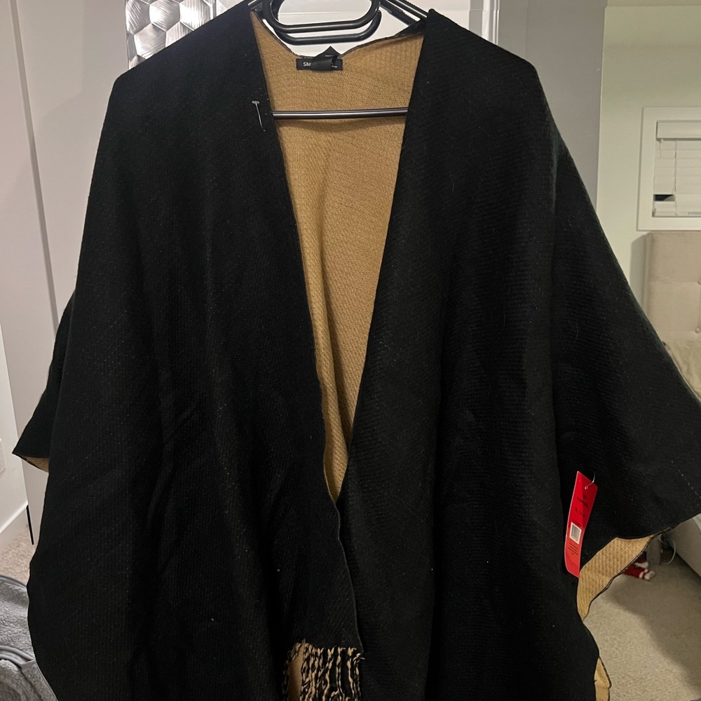 Simon Chang Black and Tan Cape Poncho